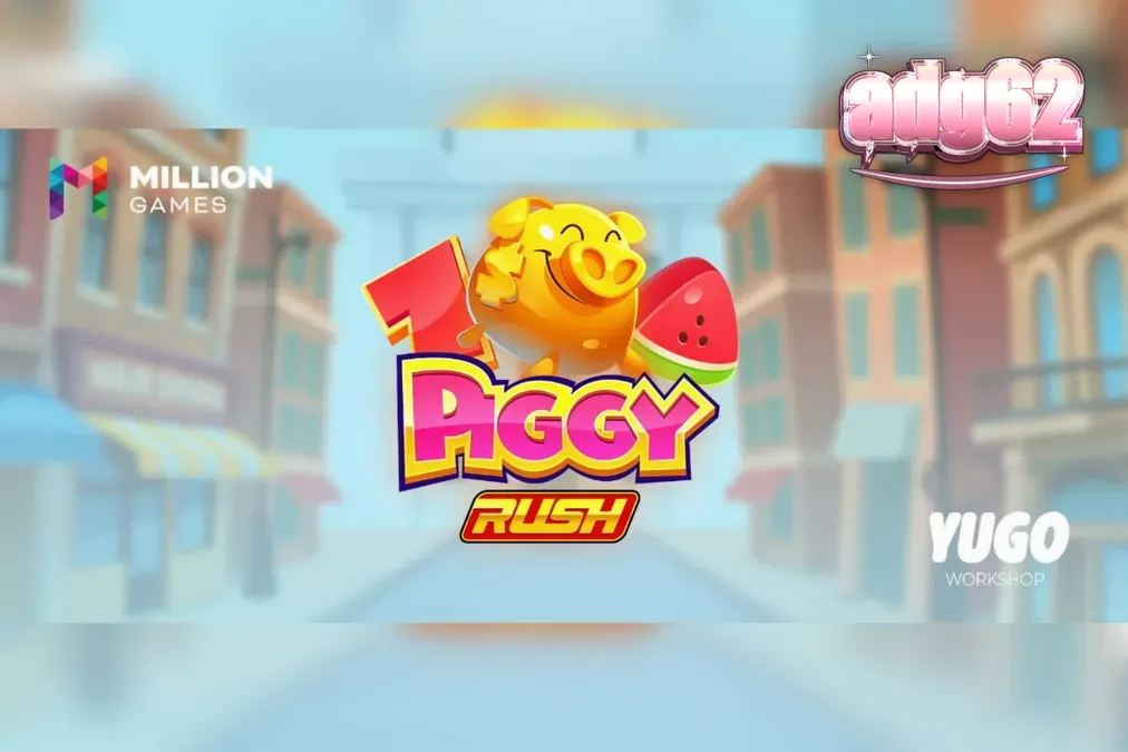 Tampilan visual slot Piggy Rush dengan simbol babi dan buah-buahan